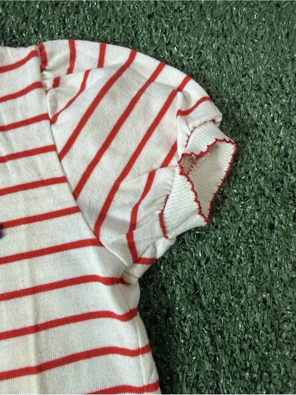 VTG Izod Lacoste Striped Polo Shirt Collar Girl Size 5 Pink Alligator Button Up - Picture 4 of 7